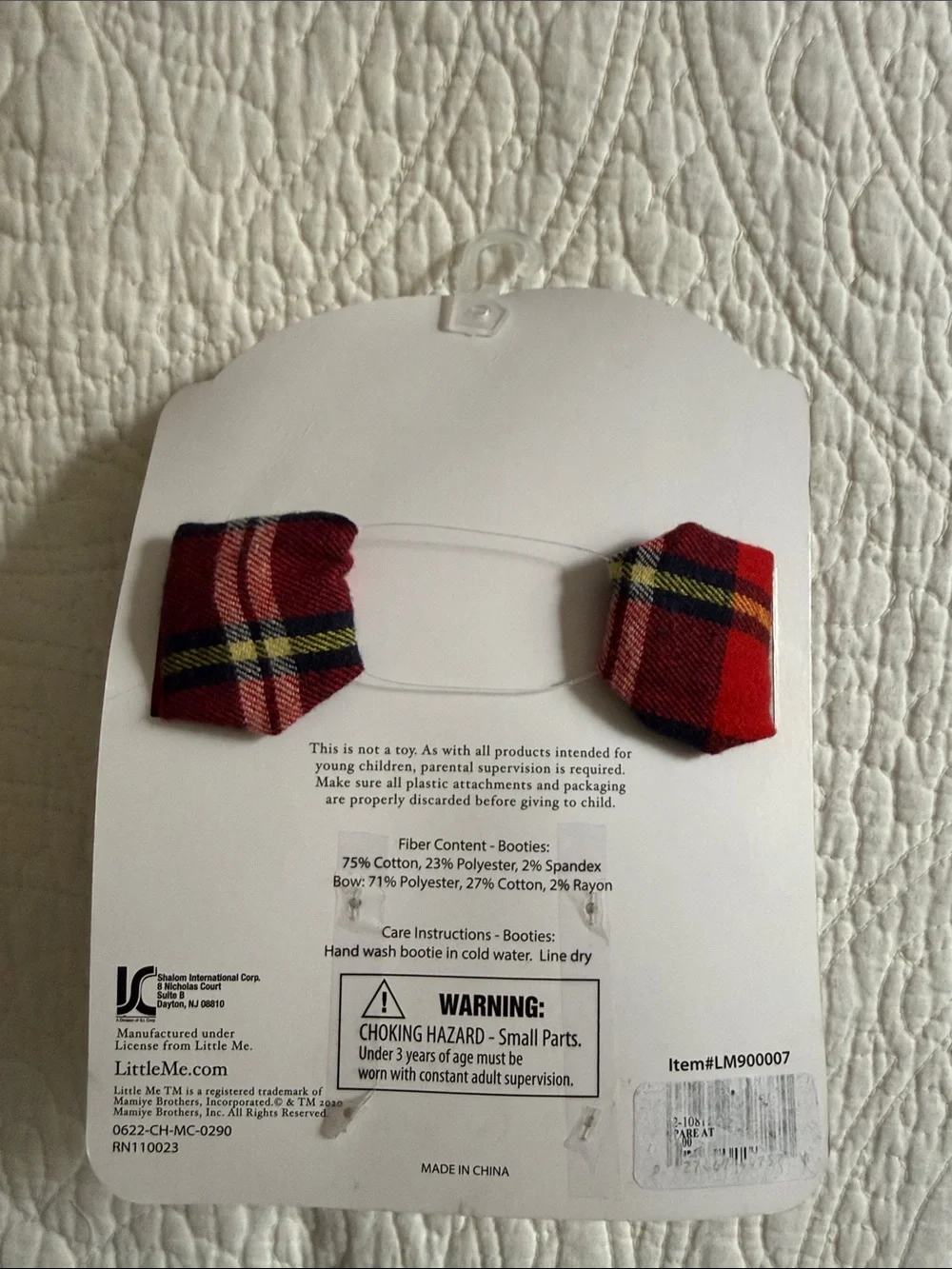 ✅Little Me Red Plaid Headwrap and Cream Booties with Plaid Bows